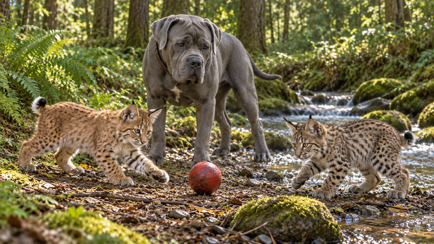 A red ball becomes an invitation to play